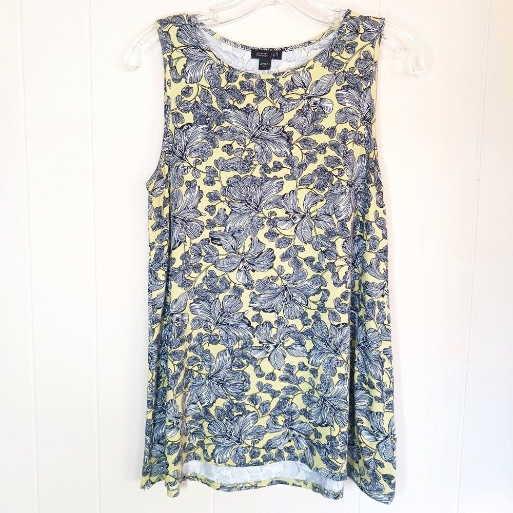 J. Jill Wearever Collection Stretch Floral Print Crew Neck Sleeveless Top XS